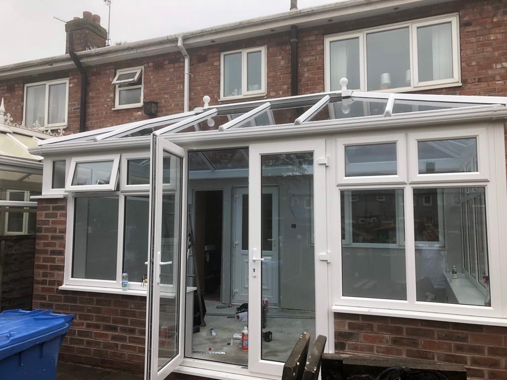 Conservatory with pitched roof