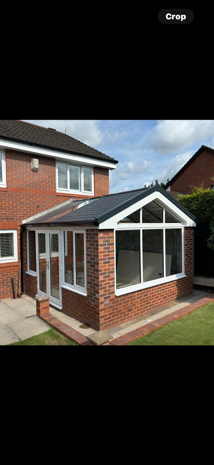 Porch conversion with flat roof