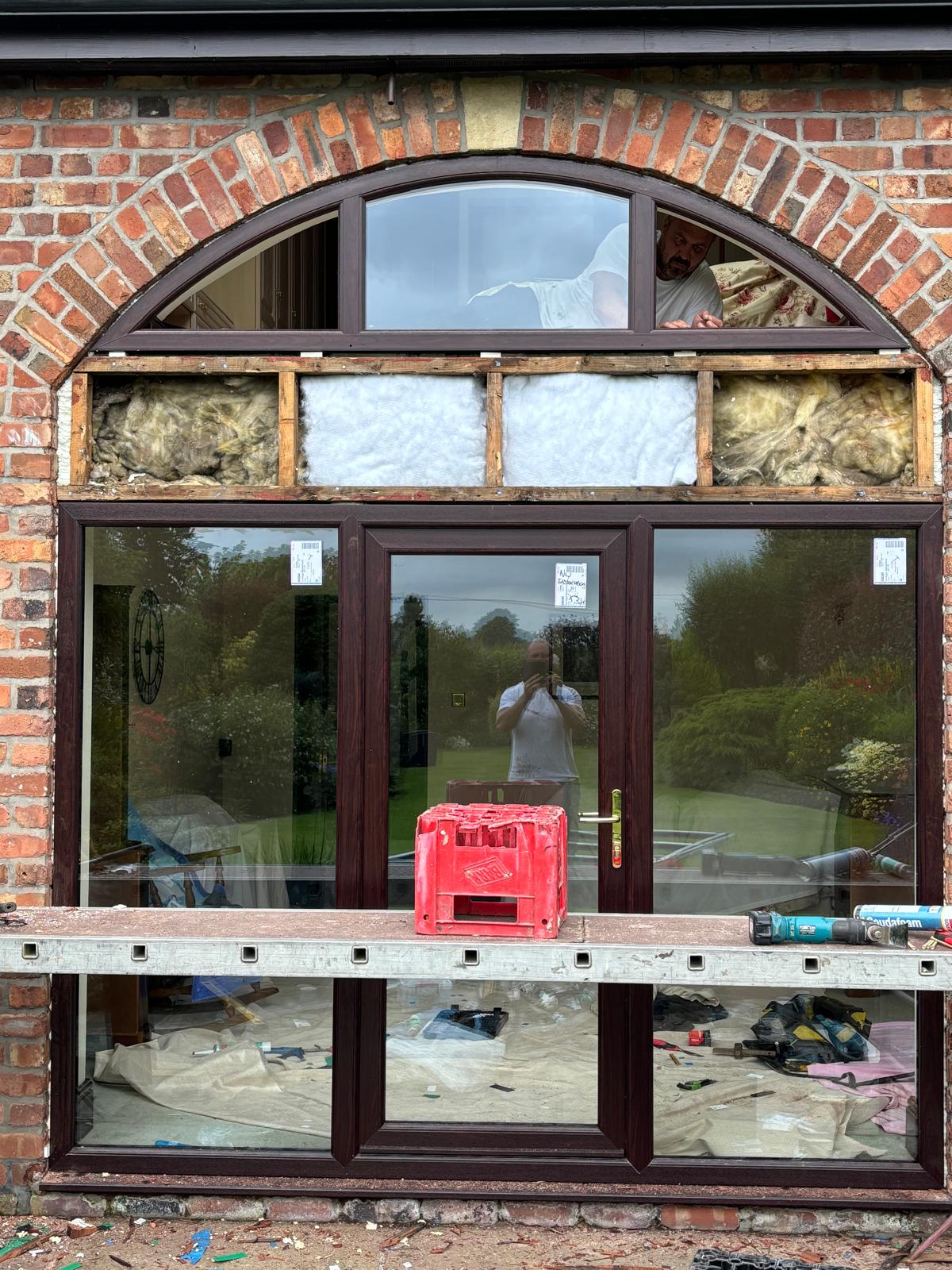 Brown UPVC door with side panel